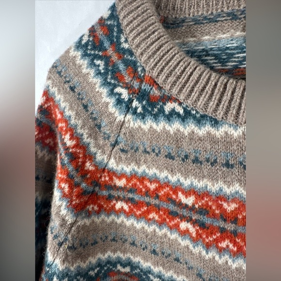 J. Crew Fair Isle 100% Lambswool Crewneck Sweater Heather Praline Men's | Medium - Picture 4 of 10